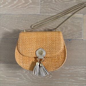 Lilly Pulitzer Sirena Straw Crossbody Purse With Tassel